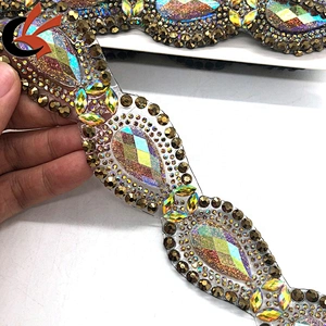 Factory wholesale heat transfer gold fancy rhinestone trims