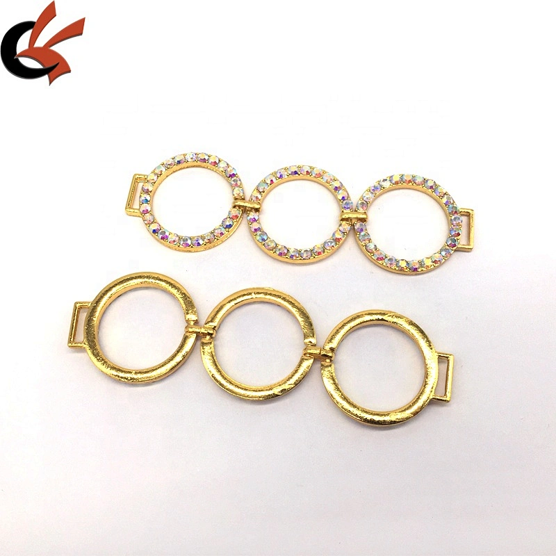 Hot Sale New Fashion Rhinestone Gold Plated Three Circles Metal Accessories Bikini Connector