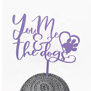 purple blue light green ivory custom personalized you me and the dog acrylic cake topper
