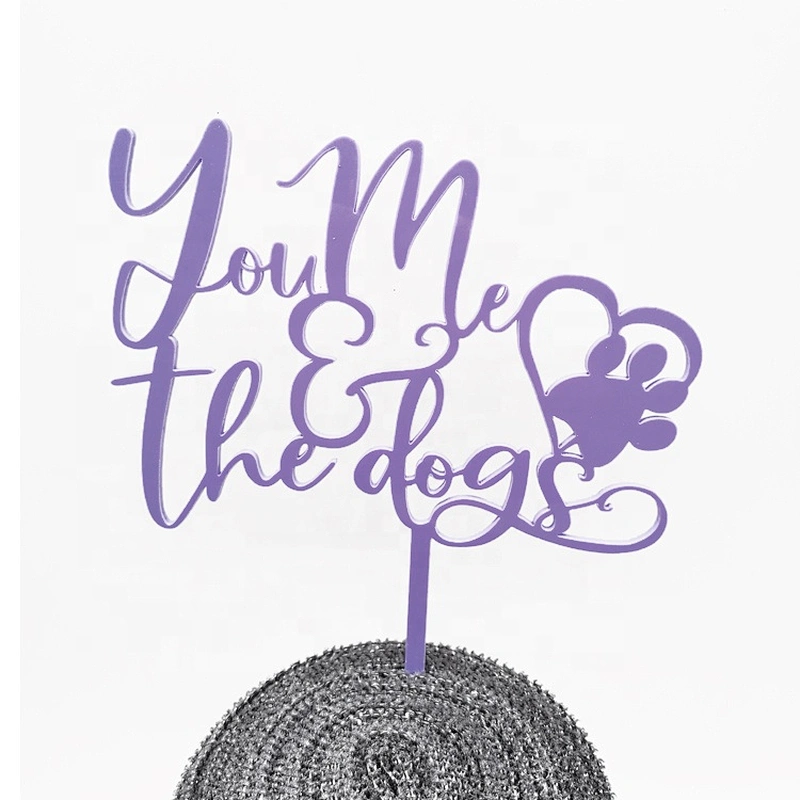 purple blue light green ivory custom personalized you me and the dog acrylic cake topper