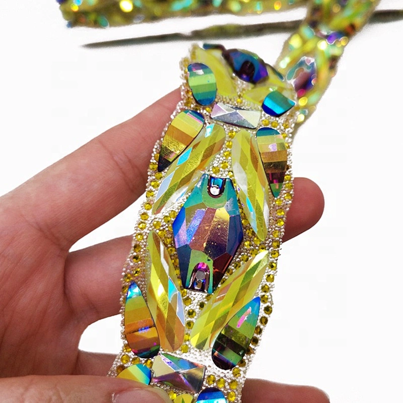 Custom  Carnival Dress Accessories Heat transfer Resin Rhinestone Trimming
