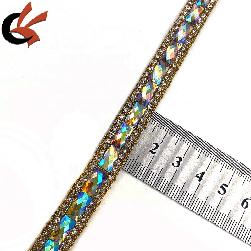 fashion style clothes edging hot fix crystal rhinestone ribbon trim