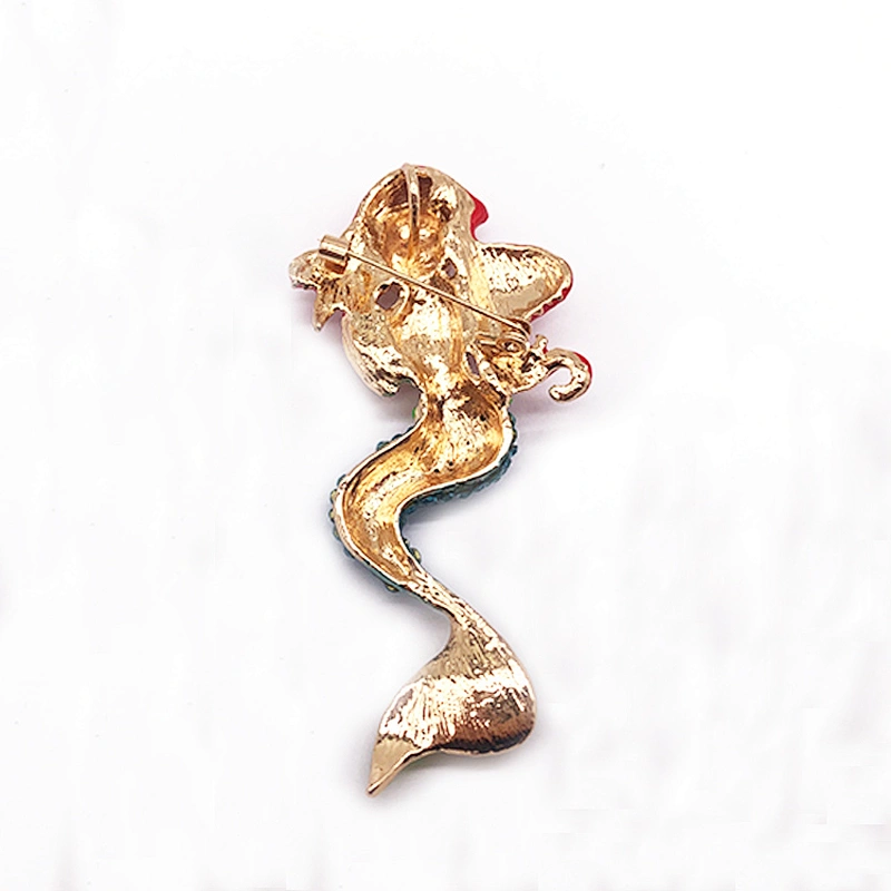 Newer recommended enamelled  with rhinestone mermaid brooch women
