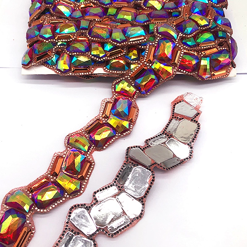 Hot fix Red AB rhinestone trim for garment