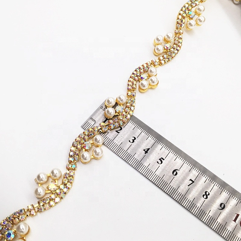 Newest Design Crystal Jewels Pearl Crystal AB Rhinestone Trimming For Festival Garment Decoration