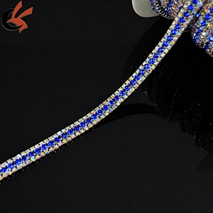 clear rhinestone and blue close Rhinestone Costume Sewing Trims