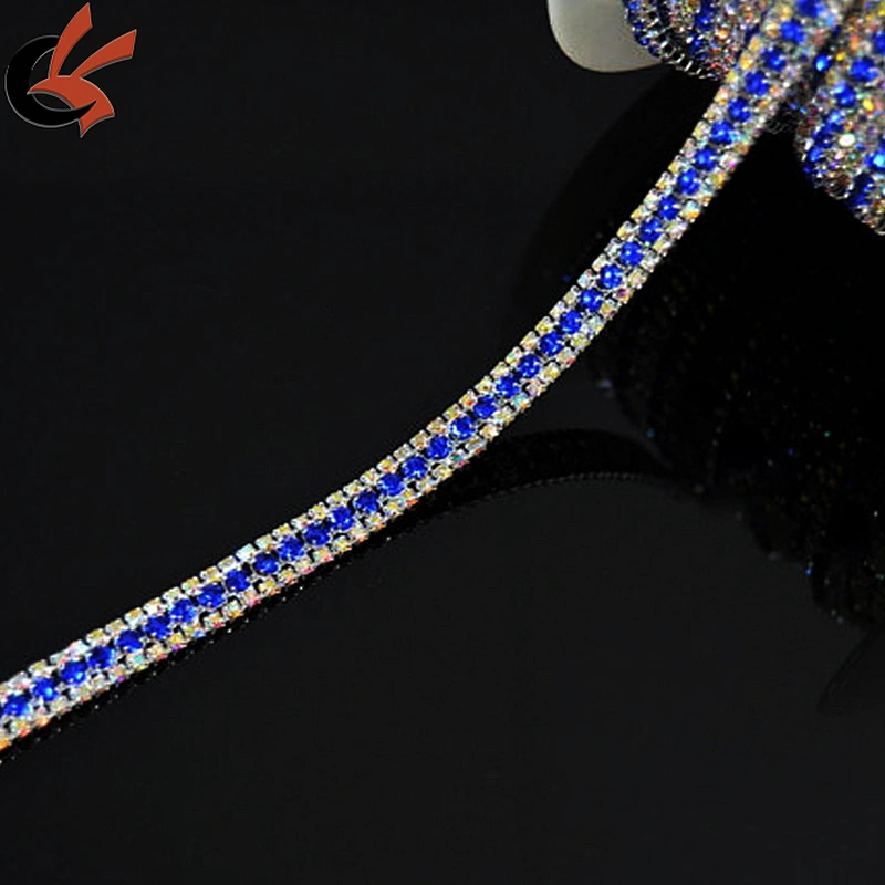 clear rhinestone and blue close Rhinestone Costume Sewing Trims