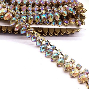 Glitter Crystal Rhinestone Chain Trim metal trim for Sewing Crafts DIY Decoration