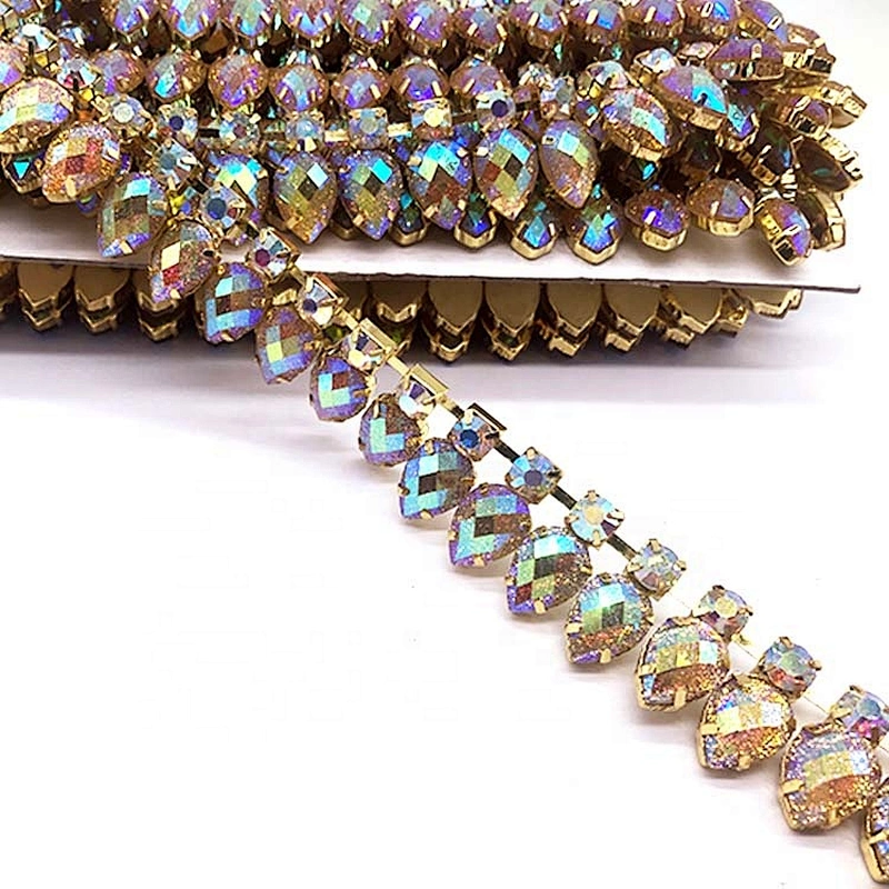 Glitter Crystal Rhinestone Chain Trim metal trim for Sewing Crafts DIY Decoration