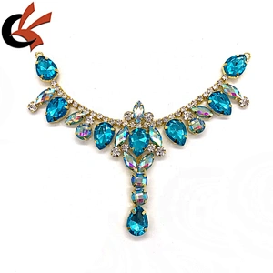 Fashion Sewing diamante AB Crystal Buckle Connector Strass Chain Flower Rhinestone Applique for Bikini Dress Crafts