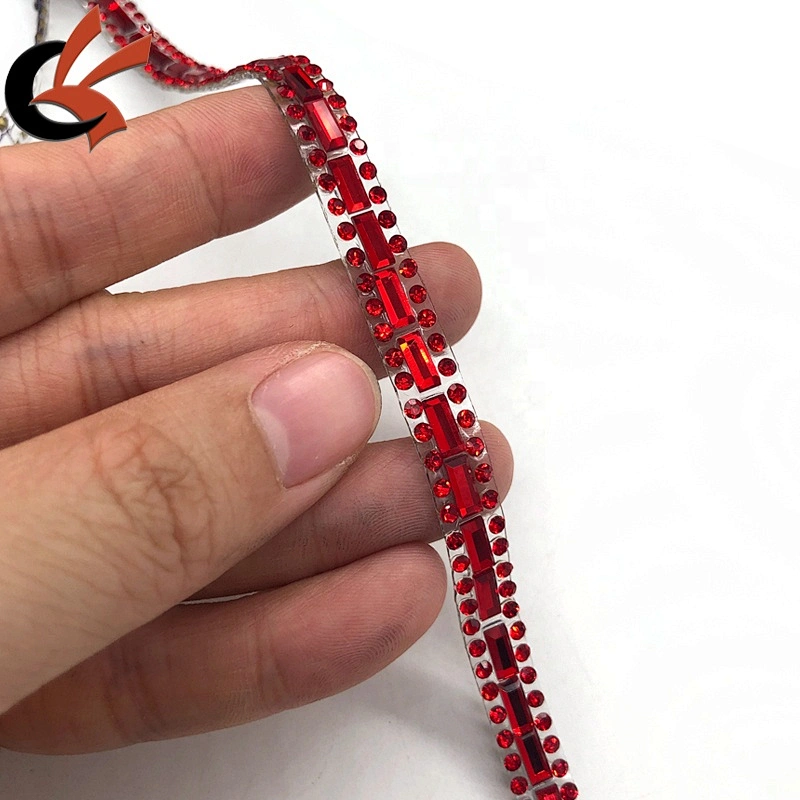 Costume edge decoration heat transfer iron on rhinestone beaded ribbon tape