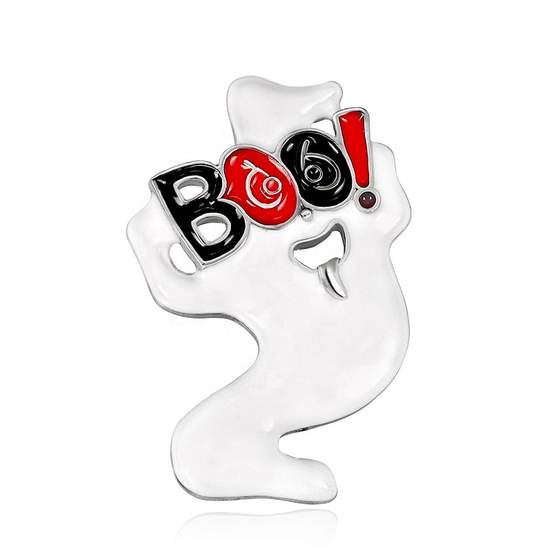BOO White Ghost Brooch for Halloween Gift