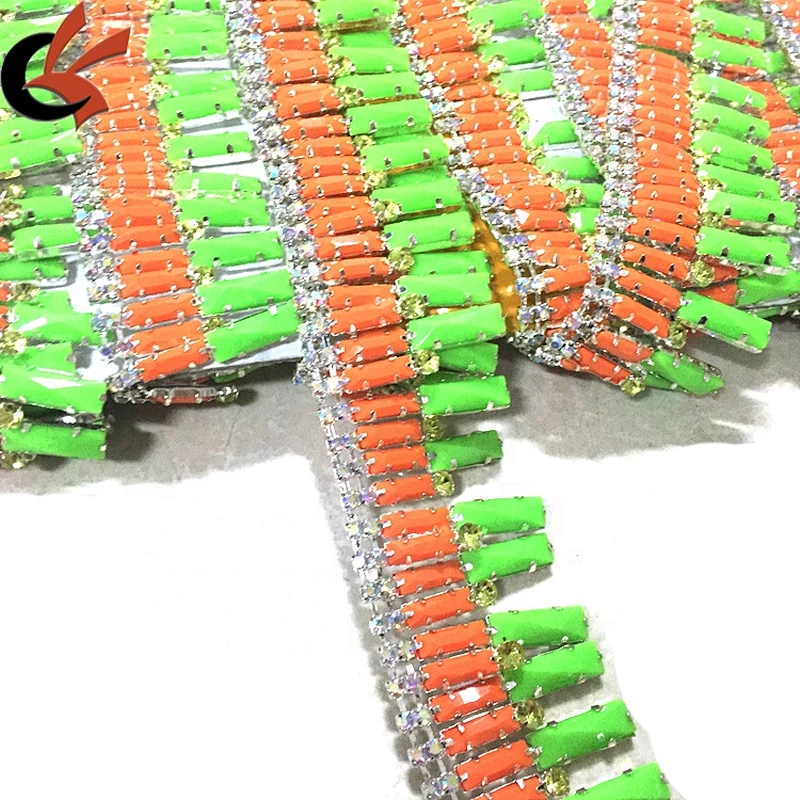 Rhinestone trims by the yard resin beaded rhinestone trimmings for making garment
