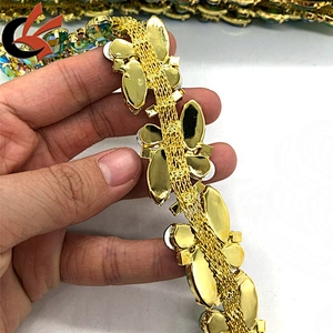 Factory Customized Shining Green AB crystal gems rhinestone beaded trimming for costume decoration