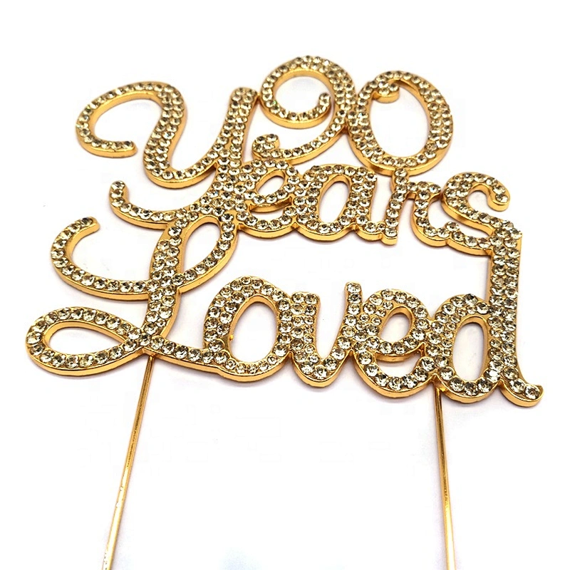 Any Age Available 90 Years Loved Birthday Celebration Decoration Rhinestone Cake Topper