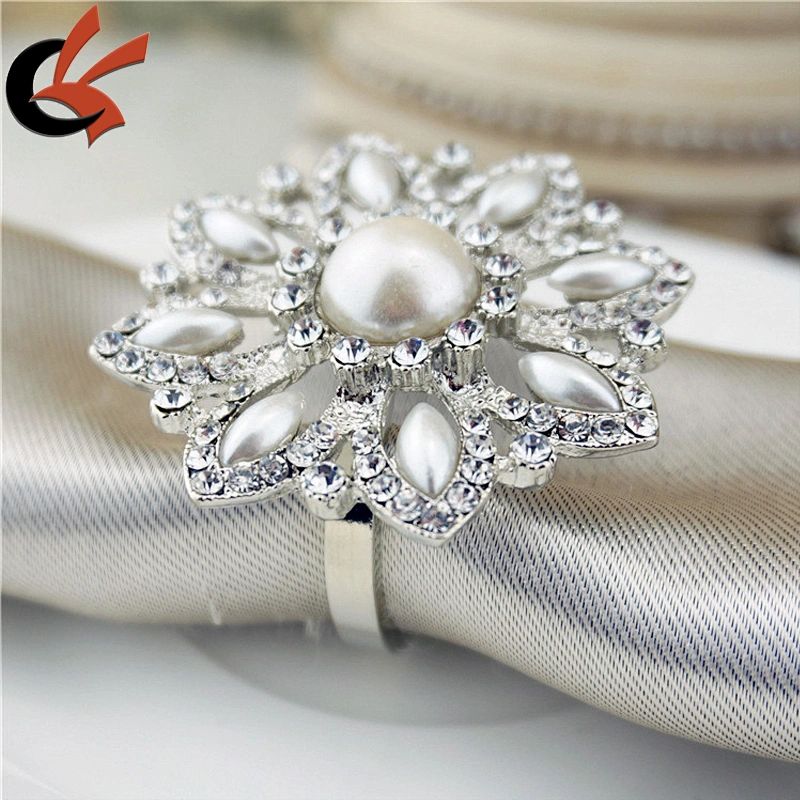 Vintage Pearl Flower Rhinestone Wedding Tablescape Supplies Napkin Ring