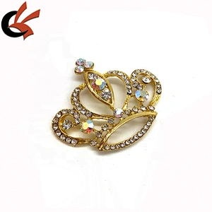 wholesale Wedding Bridal Crown Brooch Rhinestone Gold Plated Pin Brooch