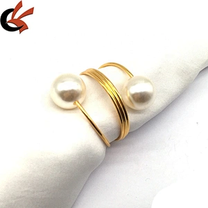 New style fashion silver twining bead pearl napkin ring wholesale cheap in bulk napkin holder