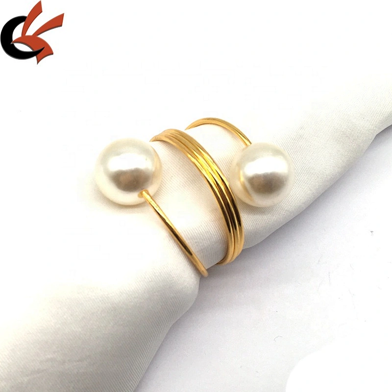 New style fashion silver twining bead pearl napkin ring wholesale cheap in bulk napkin holder