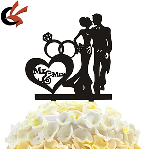 Laser Cut Personalized Mr&Mrs Black Acrylic Cake Topper