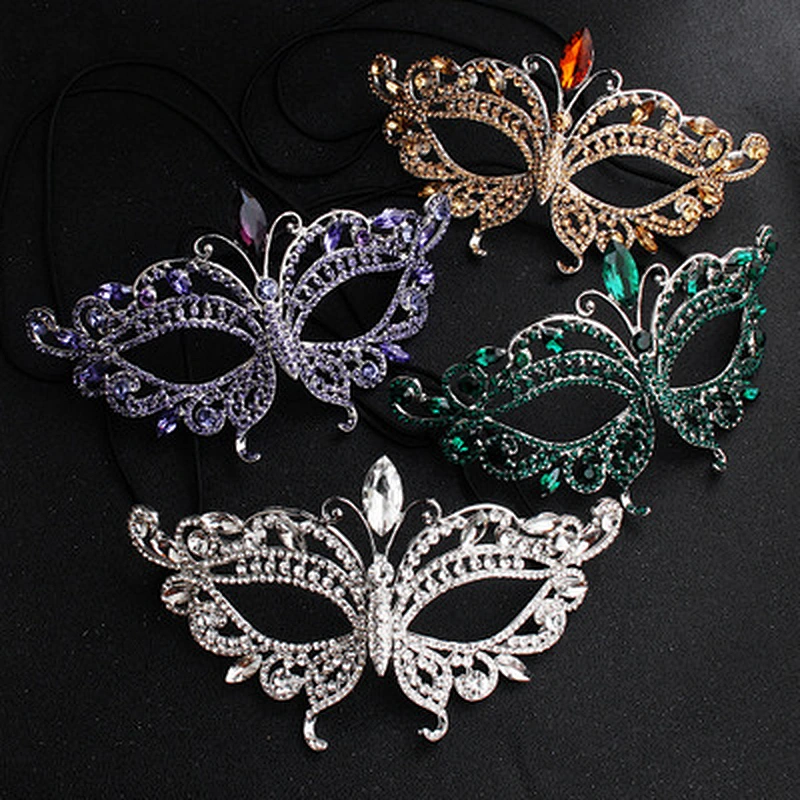 Mesmerizing Marquise party mask Crystal Rhinestone Masquerade Venetian Mardi Gras Party Mask with Satin Tie Back