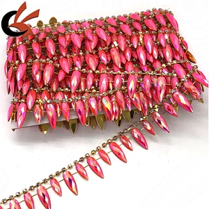 Carnival costume decoration bling bling AB pink colors drops rhinestone trimming