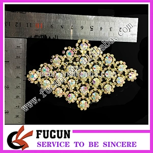 flat back sew on garment crystal rhinestone large brooch applique for women dresses
