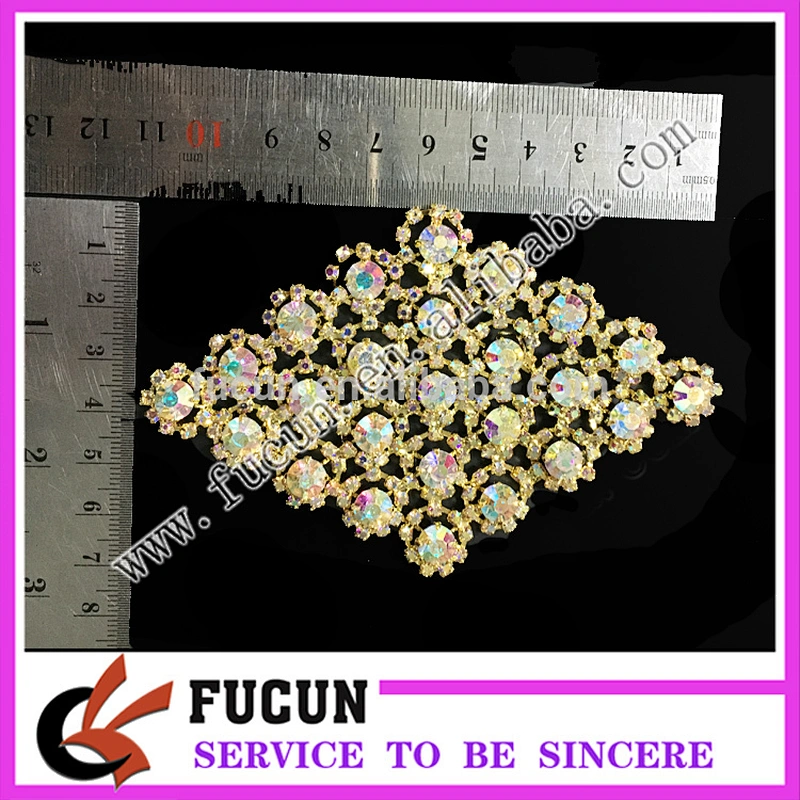 flat back sew on garment crystal rhinestone large brooch applique for women dresses