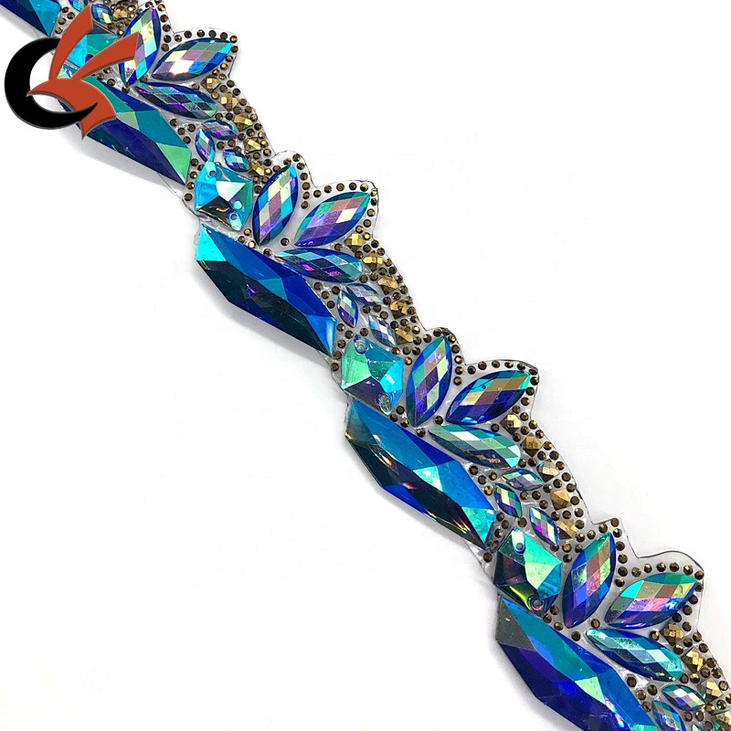Wholesale sparkling Blue resin rhinestone with AB coating iron on hot fix rhinestone trimming