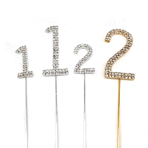 2019 popular rose gold cakecup number rhinestone topper for Birthday party cake decoration