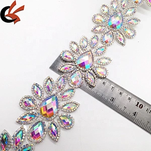Custom DIY carnival dress fashion floral sheet crystal ab hotfix transfer trims rhinestone banding tape