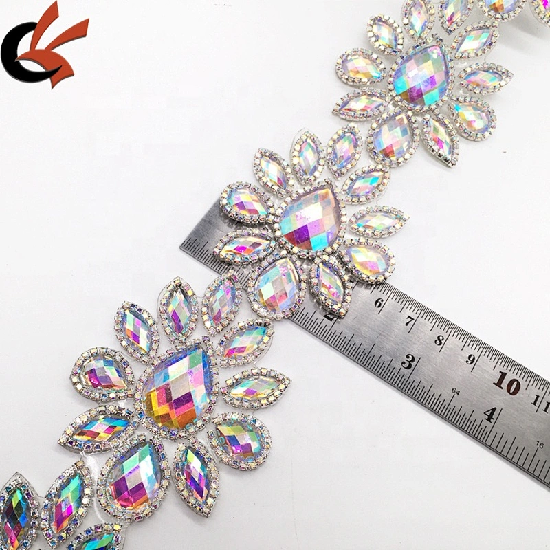 Custom DIY carnival dress fashion floral sheet crystal ab hotfix transfer trims rhinestone banding tape