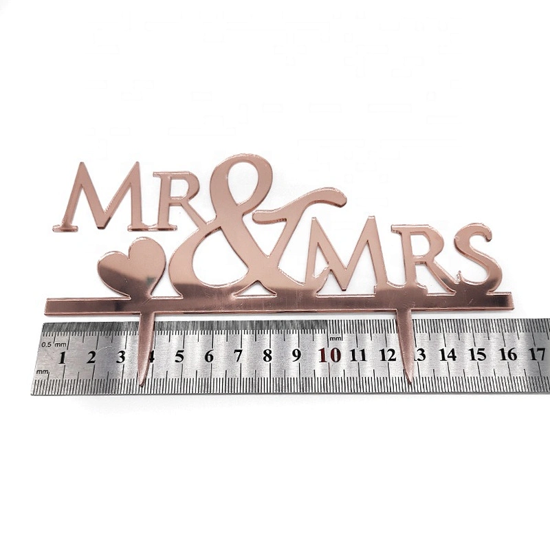 Wedding Cake Deco Mirror Rose Gold Mr&Mrs Wedding Cake Topper