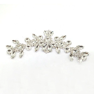 Custom Crystal Clear Sew On Chain Rhinestone Applique Patches Trims Sash Design For Wedding Dress