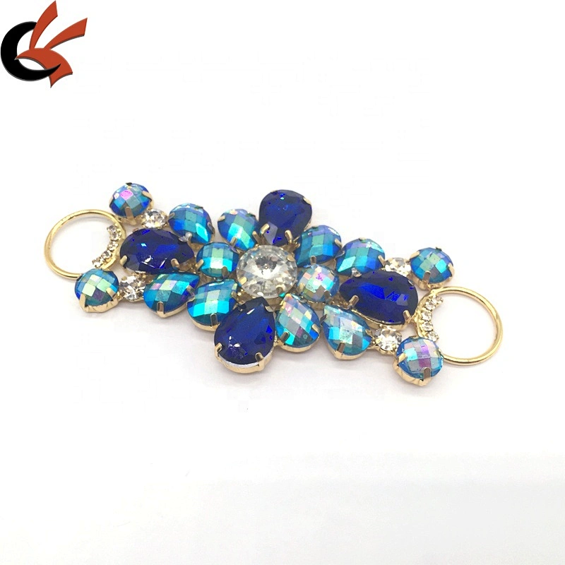 New Customize Design Fashion Blue Collection Sew On Glass Rhinestone Bikini Connector