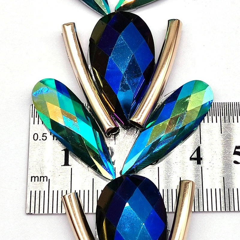 Wholesale Gorgeous Green AB Water Drop Resin Iron On Trim for garment decorative
