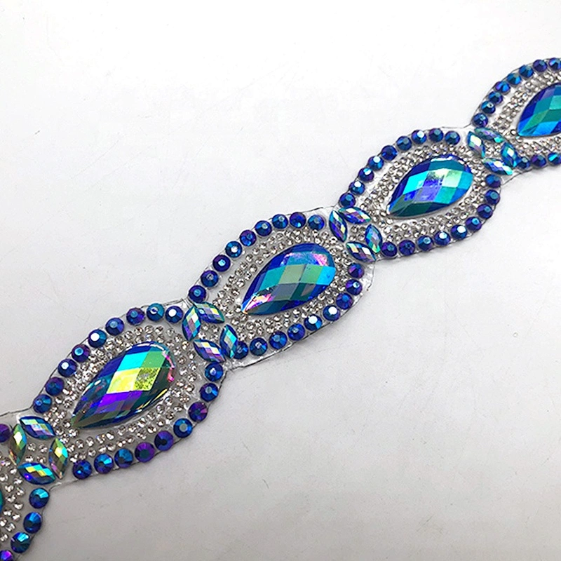 Customized new design Carnival Dress Decorative Hot Fix Resin Rhinestone Trimming Motif Wholesale