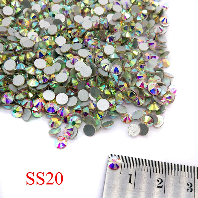 Clear White AB Flat Back Crystals Non Hot Fix Flatback Glass Rhinestone, 1440pcs SS16 Top Quality