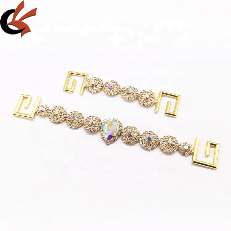 Custom Elegant Hot Sale Wholesale Metal Accessories Top & Hip Crystal AB Rhinestone Bikini Connector