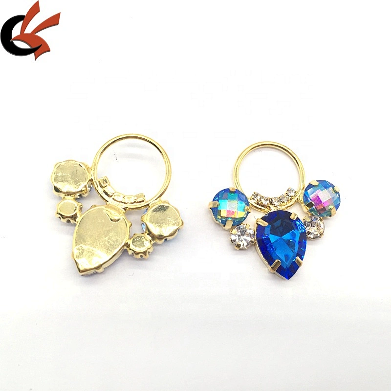 Custom Fashion Women Hair Band Garment Accessories Crystal Blue Set Rhinestone Applique Bikini Connector