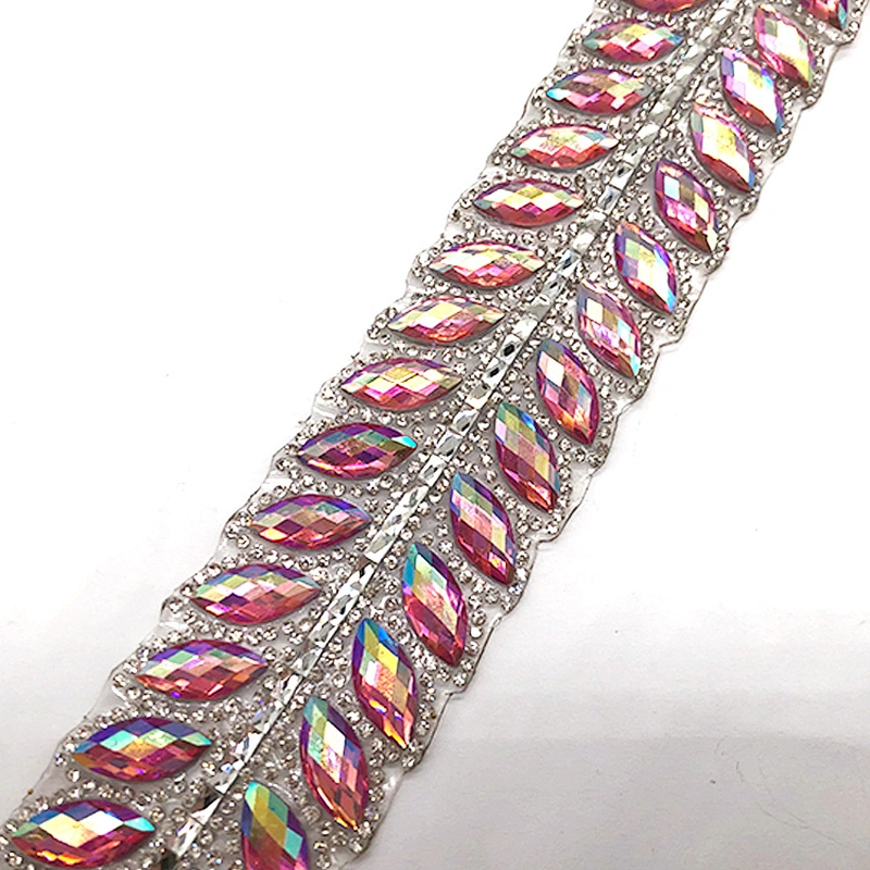 Wholesale Newest Design Decoration iron on  hot fix Resin Stones trimming chain for garment  accessories