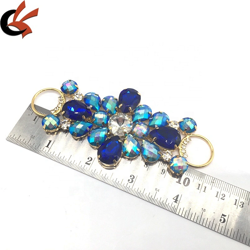 New Customize Design Fashion Blue Collection Sew On Glass Rhinestone Bikini Connector