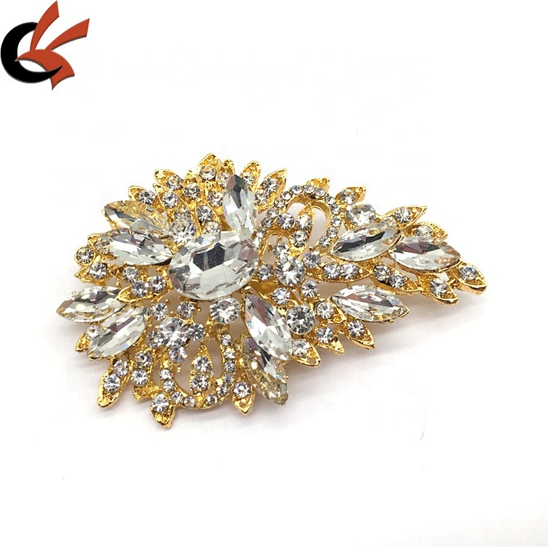 new arrival dress decoration gold and silver plated crystal brooch for hat dress decoration
