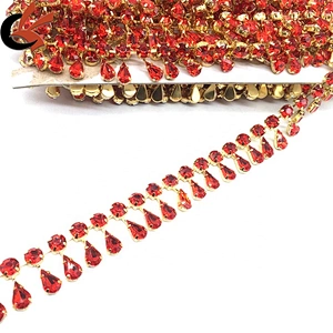 Factory handmade art craft decorative red pendant rhinestone trims