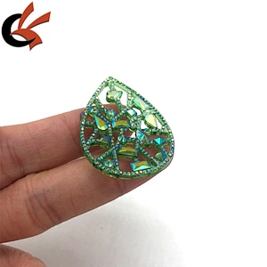 special hollow drop shape green AB sew on resin beads