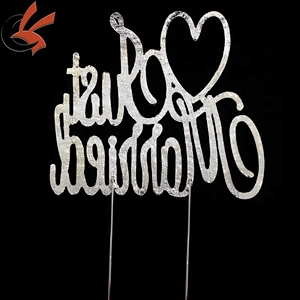 Just Married Wedding cake sign Rhinestone Cake Topper