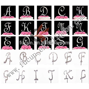 Crystal diamond monogram rhinestone cake toppers for wedding souvenir wholesale