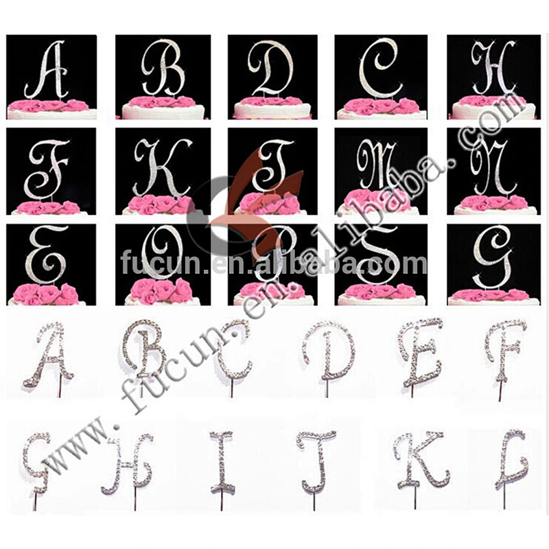 Crystal diamond monogram rhinestone cake toppers for wedding souvenir wholesale