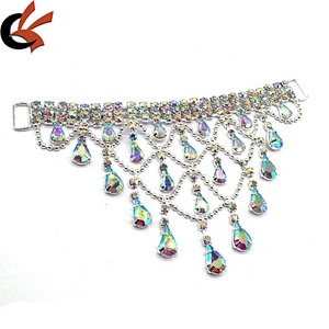 Crystal pendant ab bikini diy design swimwear flexible rhinestone tassels bikini connector for sell