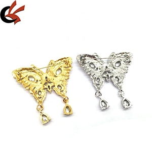 Silver/gold butterfly shaped luxury design brooch pin women suit safety brooch pins for evening dress